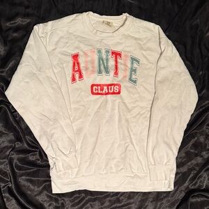 White 'Aunte Claus' Graphic Crewneck Sweater